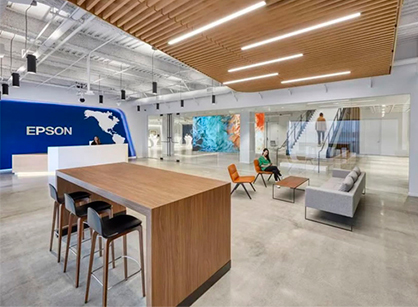 具有更加統一的動態墻面設計手法的辦公室裝修設計空間是如何打造的——Epson